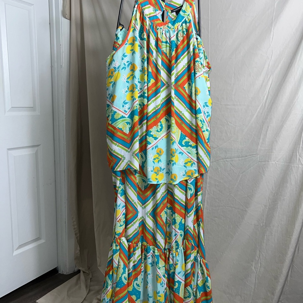 Ashley Stewart Flounced Scarf Print Pants Size 26/28. Tall girl friendly!